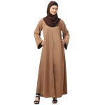 NAZNEEN EMBROIDERY AT SLEEVE 2 SIDE POCKET FRONT OPEN ABAYA