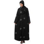 NAZNEEN ALL OVER AND HIJAB STAR EMBROIDERY FRONT OPEN ABAYA