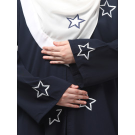 NAZNEEN ALL OVER AND HIJAB STAR EMBROIDERY FRONT OPEN ABAYA