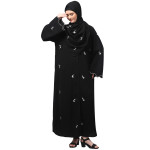 NAZNEEN ALL OVER AND HIJAB SMALL FLOWER EMBROIDERY FRONT OPEN ABAYA