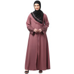 NAZNEEN SLEEVES AND HIJAB FLOWERS AND LINES EMBROIDRY FRONT OPEN ABAYA