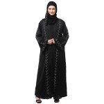 Nazneen  Both front shoulder to bottom , Sleeves and Hijab Hand Embroidered with inner Cardigan Style Abaya with Hijab