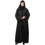 Nazneen  Both front shoulder to bottom , Sleeves and Hijab Stone Hand Embroidered with inner Cardigan Style Abaya with Hijab