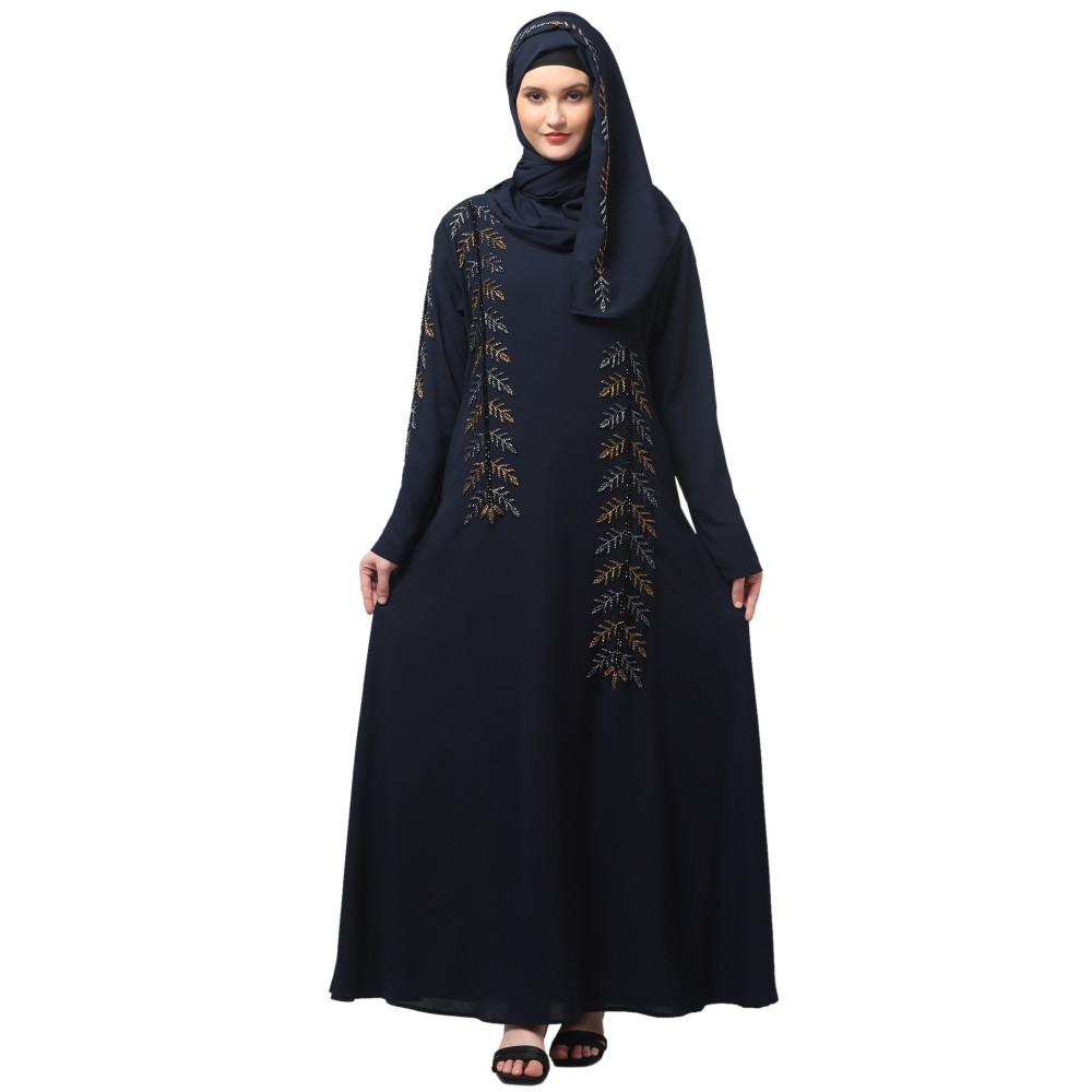 Nazneen Hand Emroidred at sleeves front and Hijab A line Party Abaya