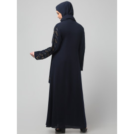 Nazneen Hand Emroidred at sleeves front and Hijab A line Party Abaya