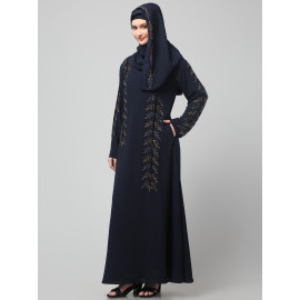 Nazneen Hand Emroidred at sleeves front and Hijab A line Party Abaya