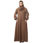 NAZNEEN EMBROIDERED SLEEVE  WITH ELASTIC  A LINE MATT NIDA ABAYA WITH HIJAB