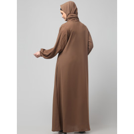NAZNEEN EMBROIDERED SLEEVE  WITH ELASTIC  A LINE MATT NIDA ABAYA WITH HIJAB