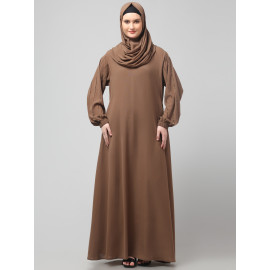 NAZNEEN EMBROIDERED SLEEVE  WITH ELASTIC  A LINE MATT NIDA ABAYA WITH HIJAB