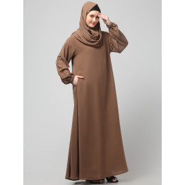 NAZNEEN EMBROIDERED SLEEVE  WITH ELASTIC  A LINE MATT NIDA ABAYA WITH HIJAB