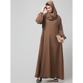 NAZNEEN EMBROIDERED SLEEVE  WITH ELASTIC  A LINE MATT NIDA ABAYA WITH HIJAB