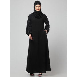 NAZNEEN EMBROIDERED SLEEVE  WITH ELASTIC  A LINE MATT NIDA ABAYA WITH HJAB