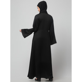 Nazneen Sleeves and Hijab golden hand embroidred A line Abaya