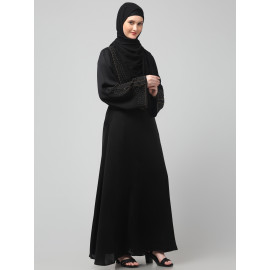 Nazneen Sleeves and Hijab golden hand embroidred A line Abaya