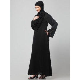 Nazneen Sleeves and Hijab golden hand embroidred A line Abaya