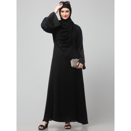 Nazneen Sleeves and Hijab golden hand embroidred A line Abaya