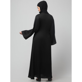 Nazneen Sleeves and Hijab Silver hand embroidred A line Abaya