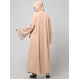 Nazneen Sleeves and Hijab Hand Pearl Hand Embroidard inner and jacket with Hijab Party Abaya