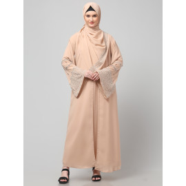 Nazneen Sleeves and Hijab Hand Pearl Hand Embroidard inner and jacket with Hijab Party Abaya