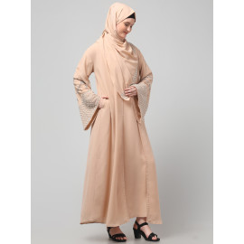 Nazneen Sleeves and Hijab Hand Pearl Hand Embroidard inner and jacket with Hijab Party Abaya