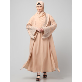 Nazneen Sleeves and Hijab Hand Pearl Hand Embroidard inner and jacket with Hijab Party Abaya