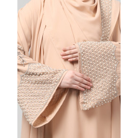 Nazneen Sleeves and Hijab Hand Pearl Hand Embroidard inner and jacket with Hijab Party Abaya