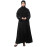Nazneen Sleeves and Hijab Thread Embrodery Front Open Black Shine Nida Abaya