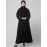 Nazneen Sleeves and Hijab Thread Embrodery Front Open Black Shine Nida Abaya