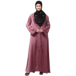 Nazneen Sleeves and Hijab Thread Embrodery Front Open Mauve Abaya
