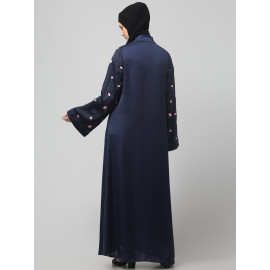 Nazneen Sleeves and Hijab Thread Embrodery Front Open Abaya