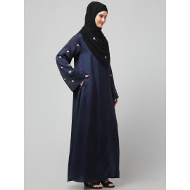 Nazneen Sleeves and Hijab Thread Embrodery Front Open Abaya