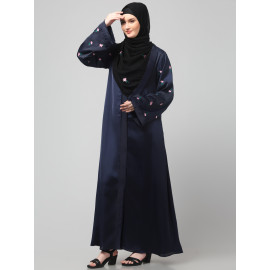 Nazneen Sleeves and Hijab Thread Embrodery Front Open Abaya