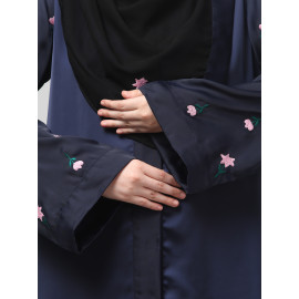 Nazneen Sleeves and Hijab Thread Embrodery Front Open Abaya