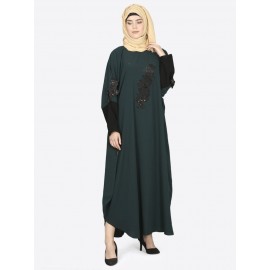 Nazneen Patch Contrast Cuff Green Kaftan