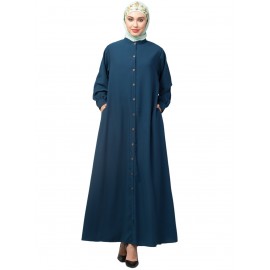Nazneen Front open Band Colar & cuff Daily wear casual Abaya