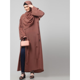 NAZNEEN ALL OVER AND HIJAB SMALL FLOWER EMBROIDERY FRONT OPEN ABAYA