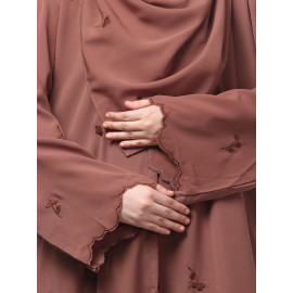 NAZNEEN ALL OVER AND HIJAB SMALL FLOWER EMBROIDERY FRONT OPEN ABAYA