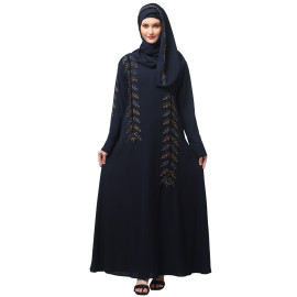 Nazneen Hand Emroidred at sleeves front and Hijab A line Party Abaya
