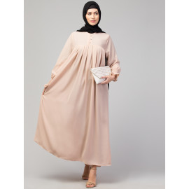 Nazneen Pleats at chest Smoking Sleeve Casual Abaya / Naqab/ Burqa