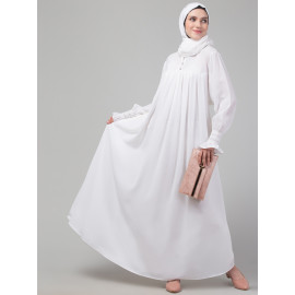 Nazneen Pleats at chest Smoking Sleeve Casual Abaya / Naqab/ Burqa