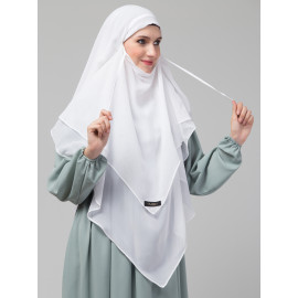 Nazneen White Triangle tow layers tie at back Ready to wear Hijab cum Naqab