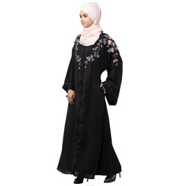 Nazneen Front to back resham embroidery  Front open Dubai Style Kaftan cum Abaya