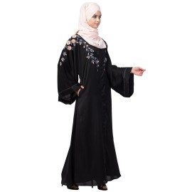 Nazneen Front to back resham embroidery  Front open Dubai Style Kaftan cum Abaya