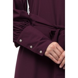 Nazneen long cuff full balloon sleeve with belt A line Abaya