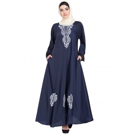 Nazneen Thread Embroidered Umbrella Nida Abaya