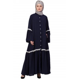Nazneen Bell Sleeve Front Open Gathered Abaya