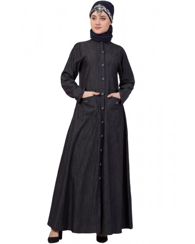 Nazneen Patch Pocket Denim Abaya