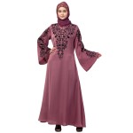 Nazneen Neck and Sleeve Resham Embroidered  A line Party Abaya