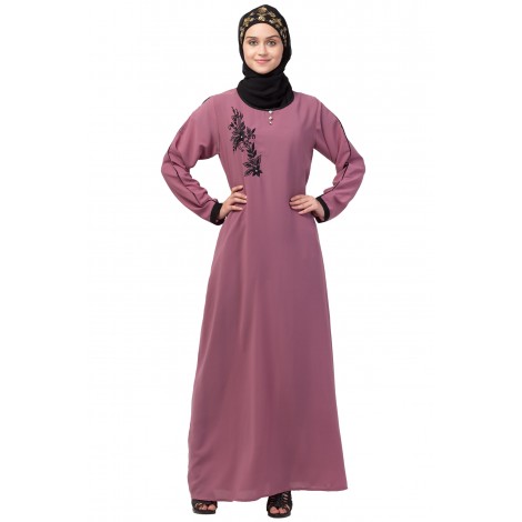 Nazneen side embroidery contrast piping Abaya