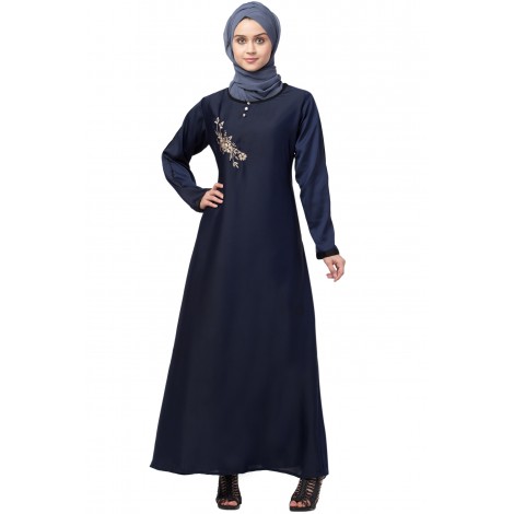 Nazneen Side Embroidery Contrast Piping abaya